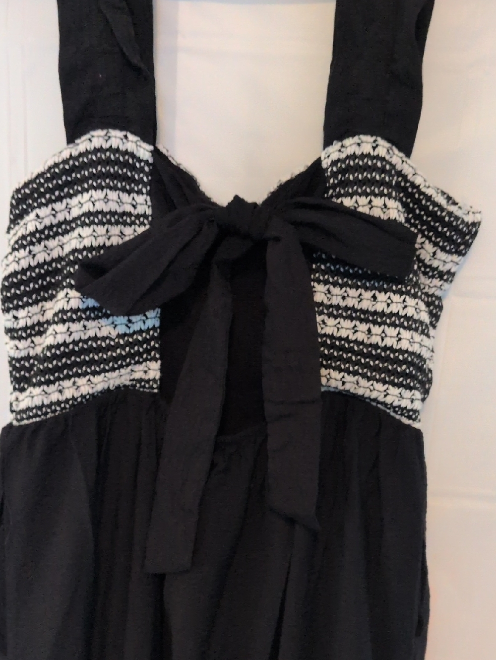 Draper James Striped Crochet Smocked Midi Dress Black White Boho Summer. - Picture 3 of 10